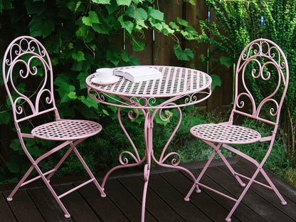 Pink Metal Balcony Furniture Set