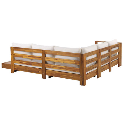 Longue Set for 5 People in Light Acacia Wood