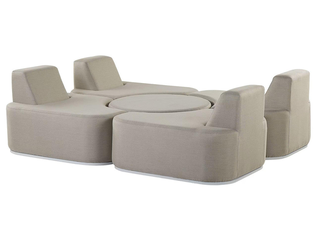 Longue Set for 4 People in Grey Polyester