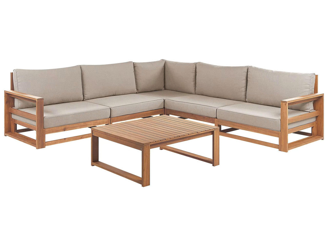 Longue Set for 5 People in Light Acacia Wood