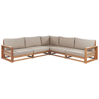 Longue Set for 5 People in Light Acacia Wood