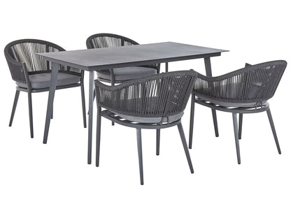 Dining Set for 4 People in Grey Aluminum