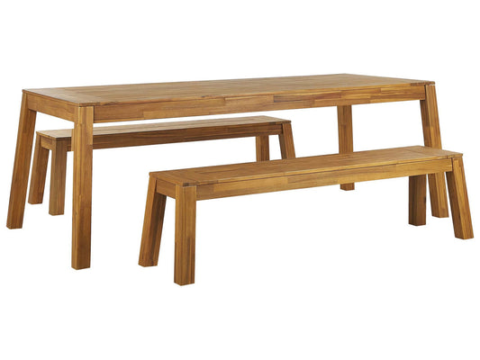 Dining Set for 6 People in Light Acacia Wood