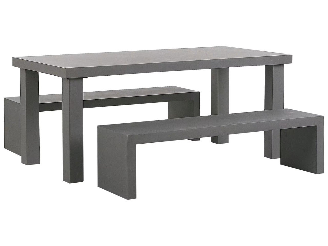 Dining Set for 4 People in Grey Fiber Reinforced Cement