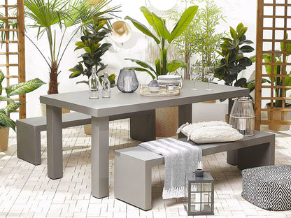 Dining Set for 4 People in Grey Fiber Reinforced Cement