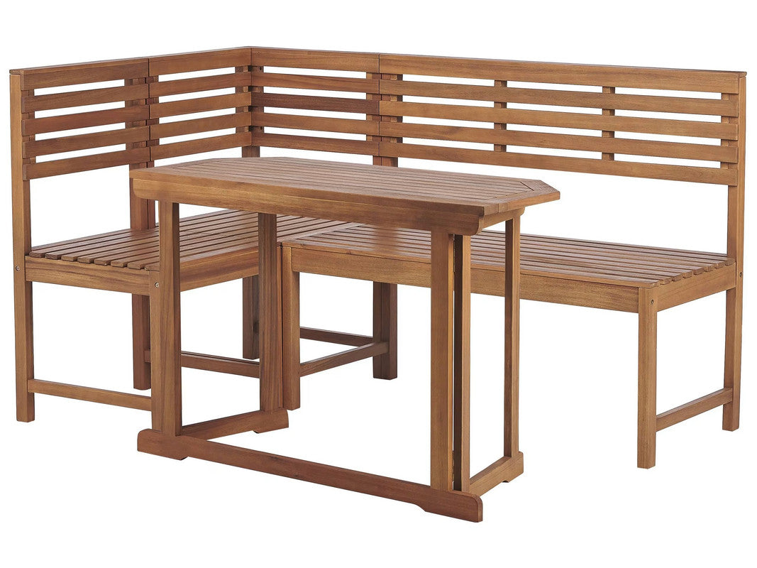 Dining Set for 4 People in Light Acacia Wood