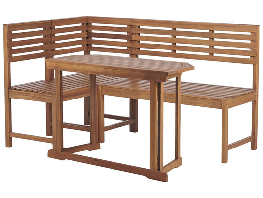 Dining Set for 4 People in Light Acacia Wood