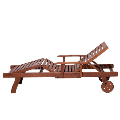 Acacia Wood Garden Lounger with Cushion